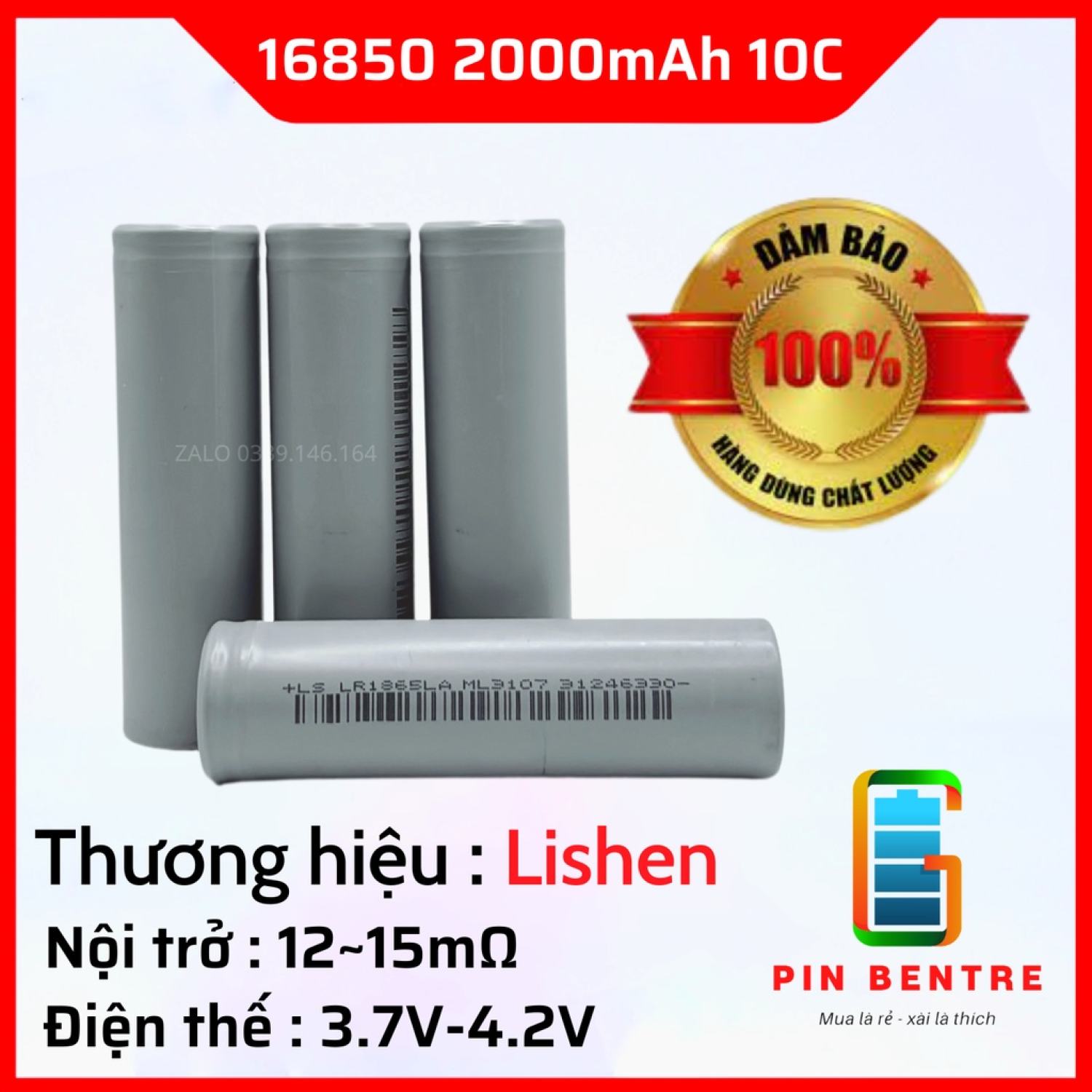Cell Pin 18650 Lishen 2000mAh xả 20A Chính hãng hàng mới
