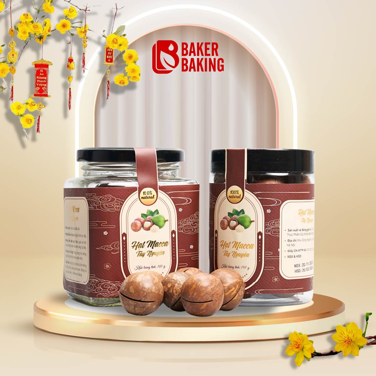 Hạt Macca Tây Nguyên Baker Baking 150g đặc sản quà biếu tết Quà Tết 2024