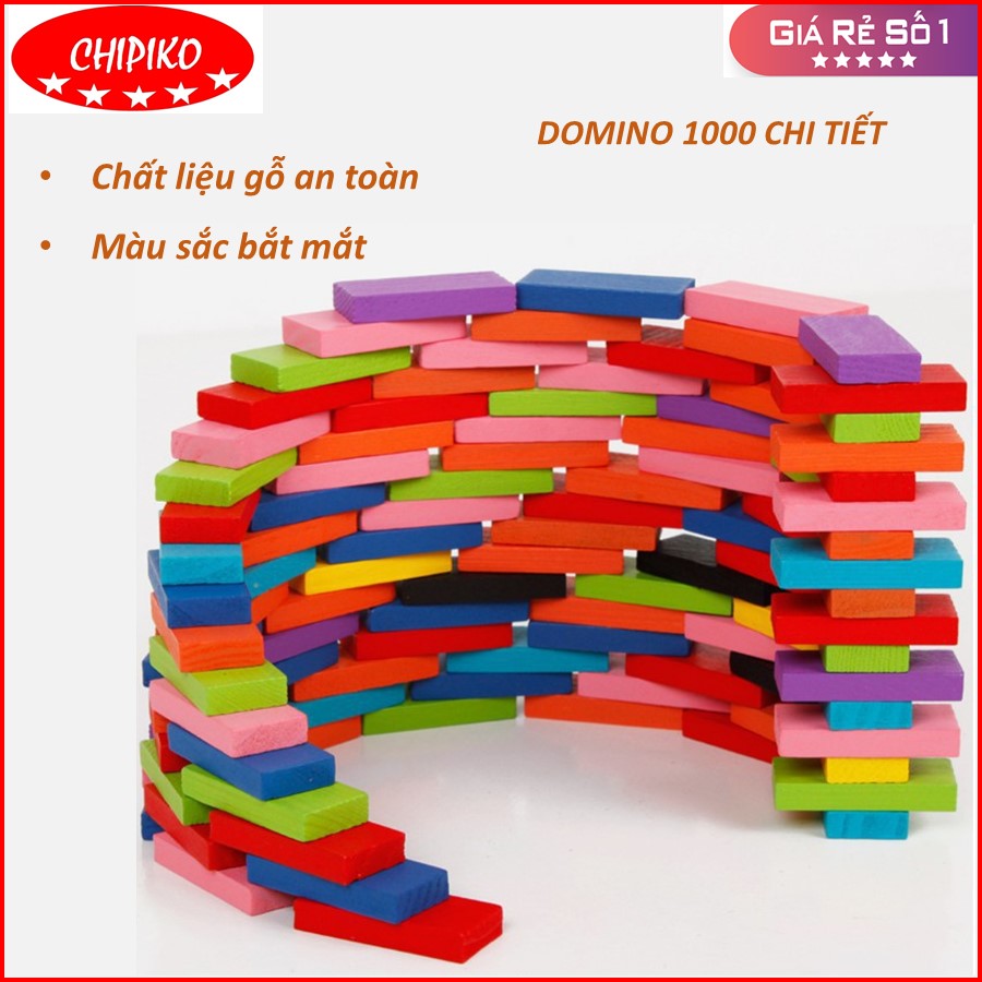 Đồ chơi xếp hình domino 1000 chi tiết bằng gỗ nhiều màu sắc cho bé, domino gỗ màu, domino 1000 chi tiết, đồ chơi xếp hình bằng gỗ