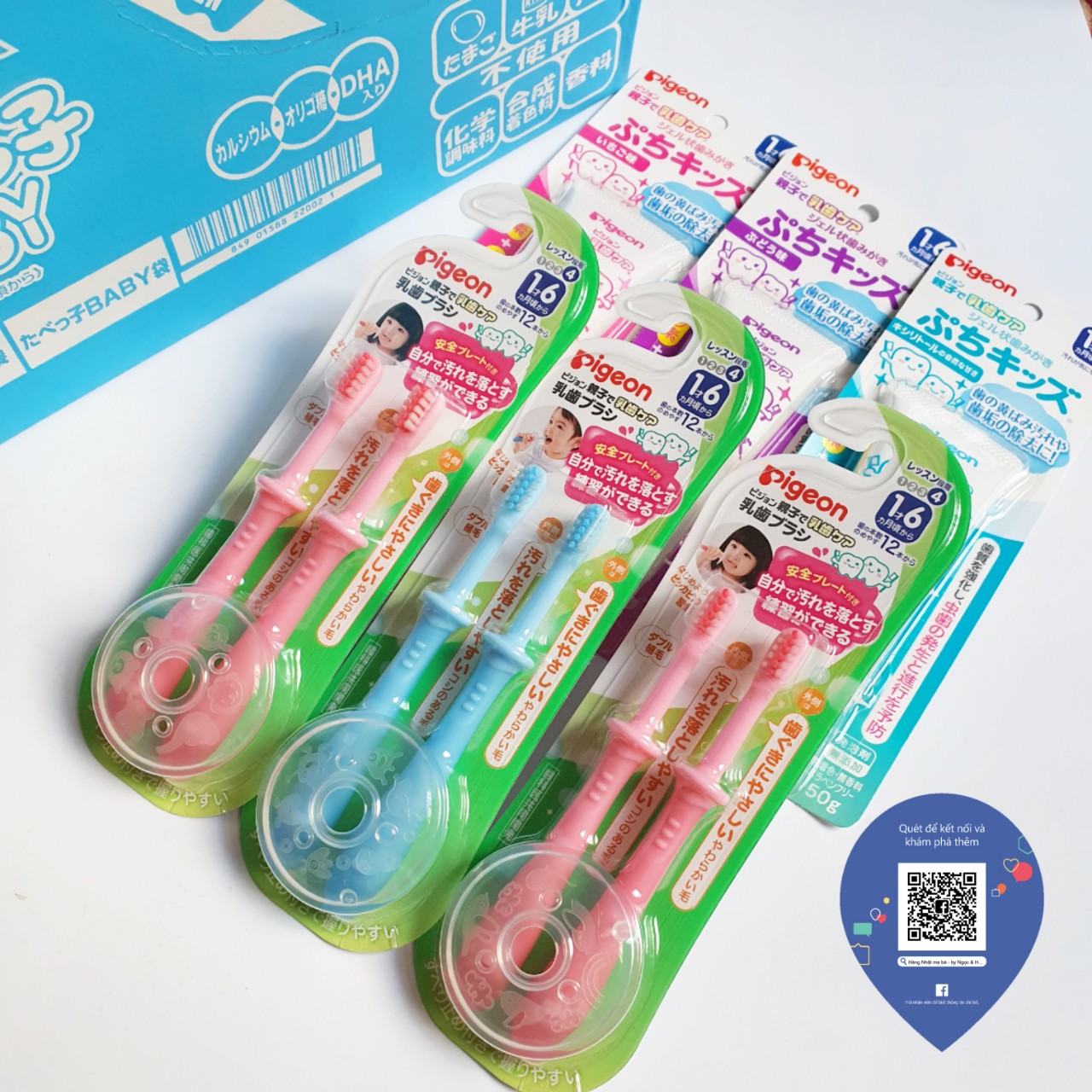 Set 2 bàn chải pigeon cho bé từ 18th
