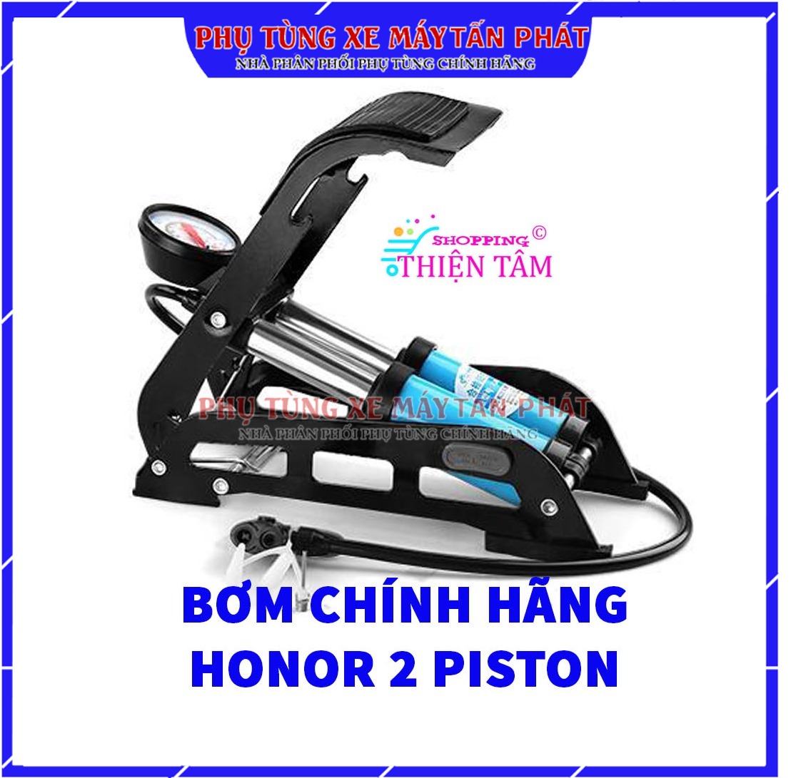 [Cao Cấp] Bơm Đạp chân 2 Xi lanh Dùng Cho Xe Đạp Xe Máy Ô tô Có Đồng Hồ Đo Áp Xuất Hãng Honor