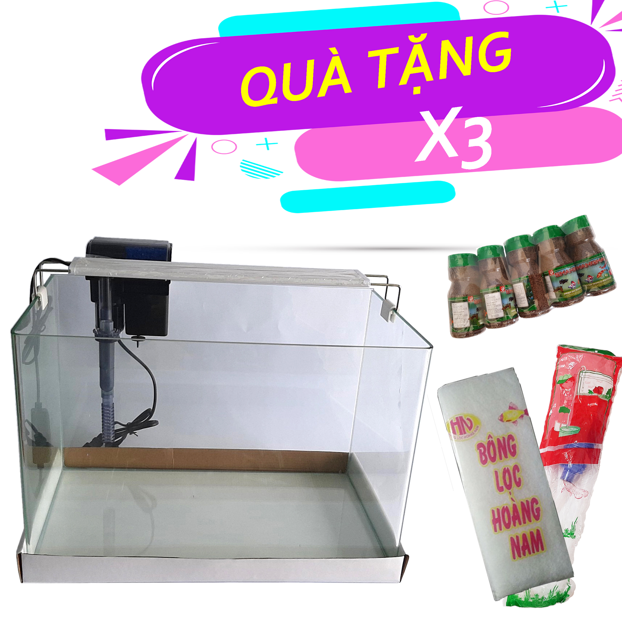 Bể cá đúc 45x28x30 cm, hồ cá mini thủy sinh để bàn