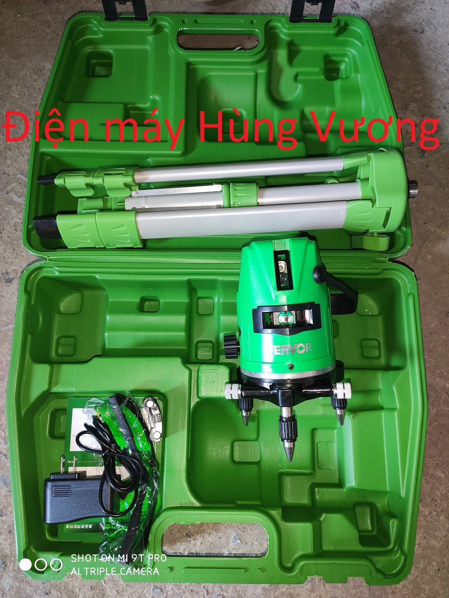 Máy cân mực laze fervor thái lan, 5 tia xanh xa nét, có đủ hộp và chân, xa 80 mét