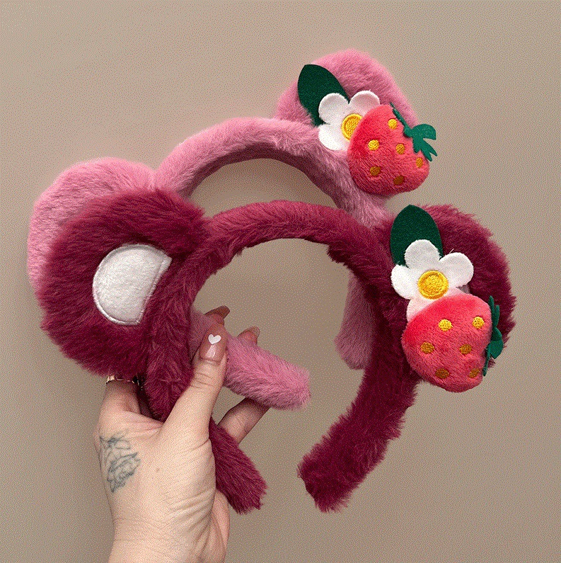 Cài tóc tai gấu dâu lotso dâu hoa dễ thương
