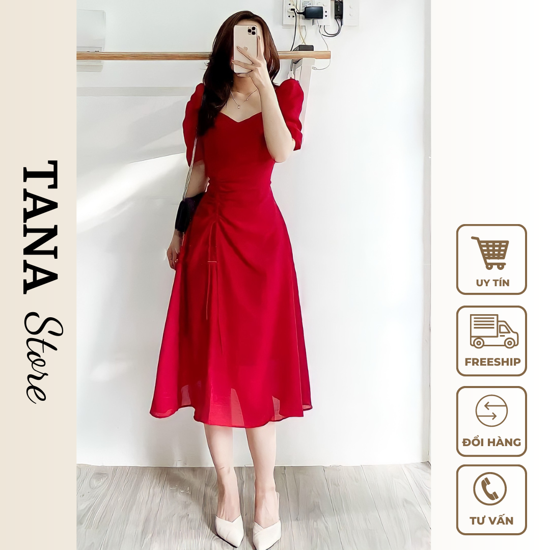 Đầm dự tiệc tana d0305 đầm rút thân 3 màu đầm trắng, đầm xanh, đầm đỏ mặc đi làm, đi tiệc, đi chơi