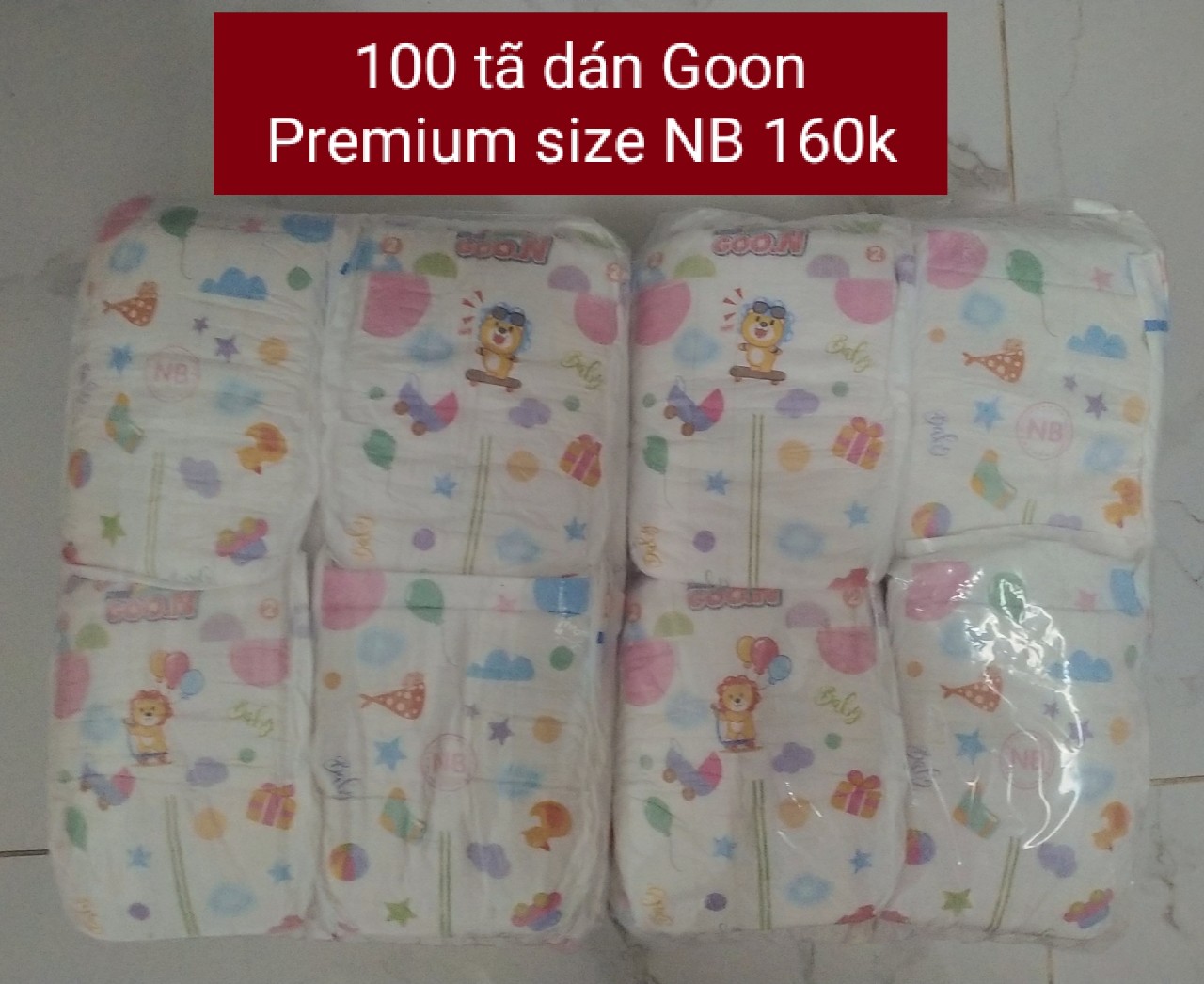 100 miếng tã dán sơ sinh Goon Premium size NB (3-5kg)