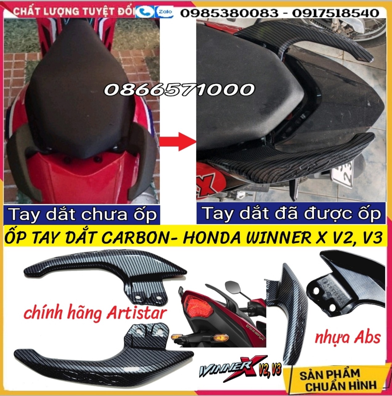 Handlebar Cover, Abs Van Carbon Plastic Nose Cover Pair Honda Winner X v2