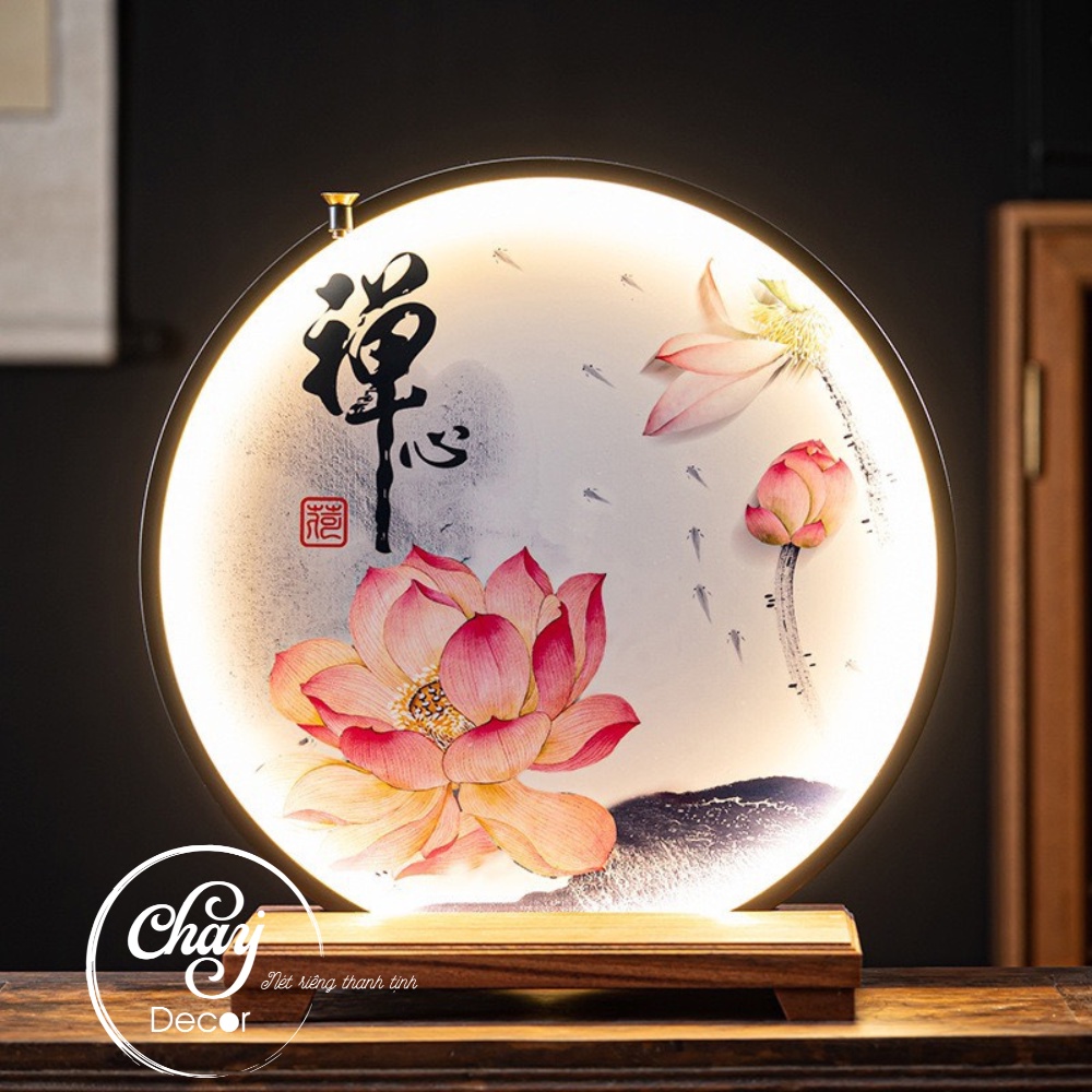 Đèn led hào quang có tranh dùng để trang trí tiểu cảnh, lũa, tượng, bon sai có quà tặng 🎁 - chay decor