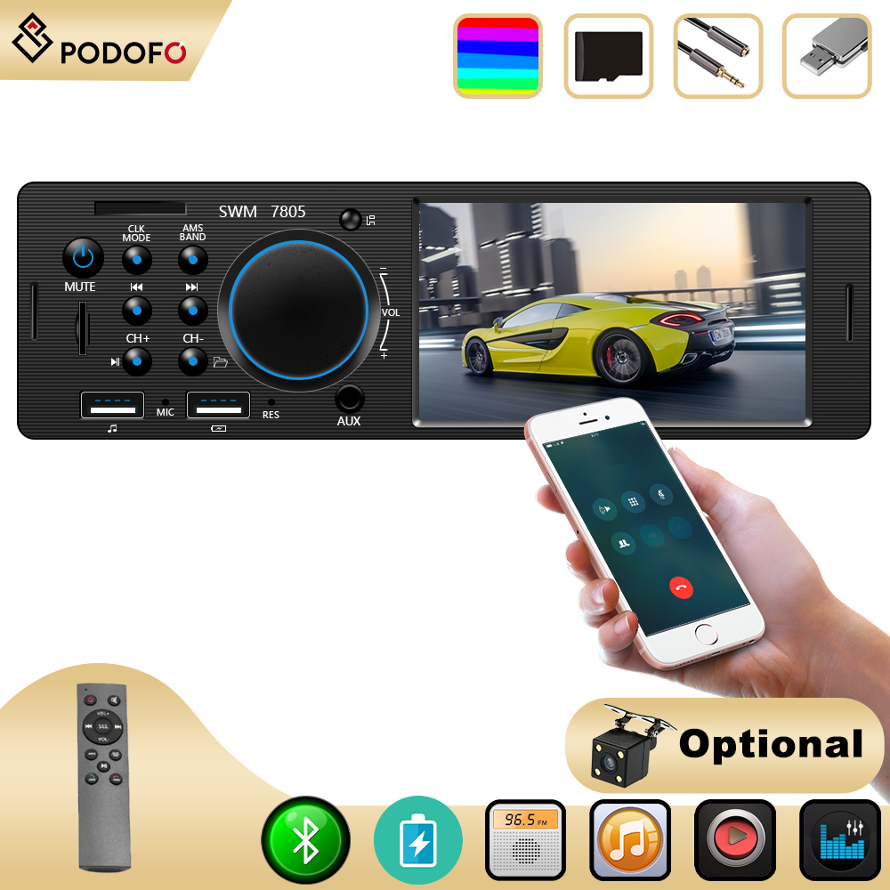 Đài Cho Ô Tô 12V 1 Din 4.1, Máy Chơi Nhạc MP5 Đa Phương Tiện, Cổng USB Kép, Hỗ Trợ Bluetooth, Chế Độ Xem Phía Sau, Đài FM SD AUX