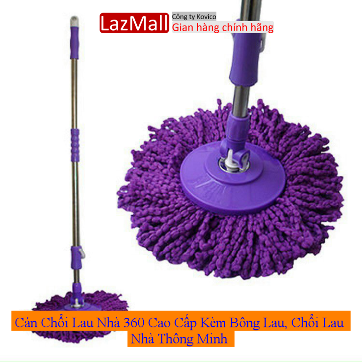 Cán chổi lau nhà 360 cao cấp kèm bông lau, chổi lau nhà thông minh