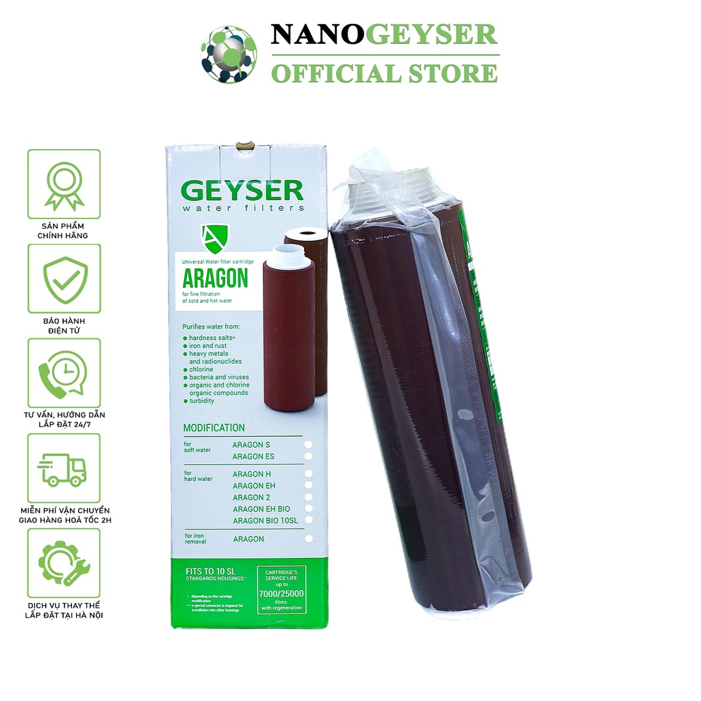 Lõi aragon nano geyser, lõi lọc nước số 3 máy nano, dùng cho các dòng máy lọc nước nano, geyser eco, ecotar, tk...