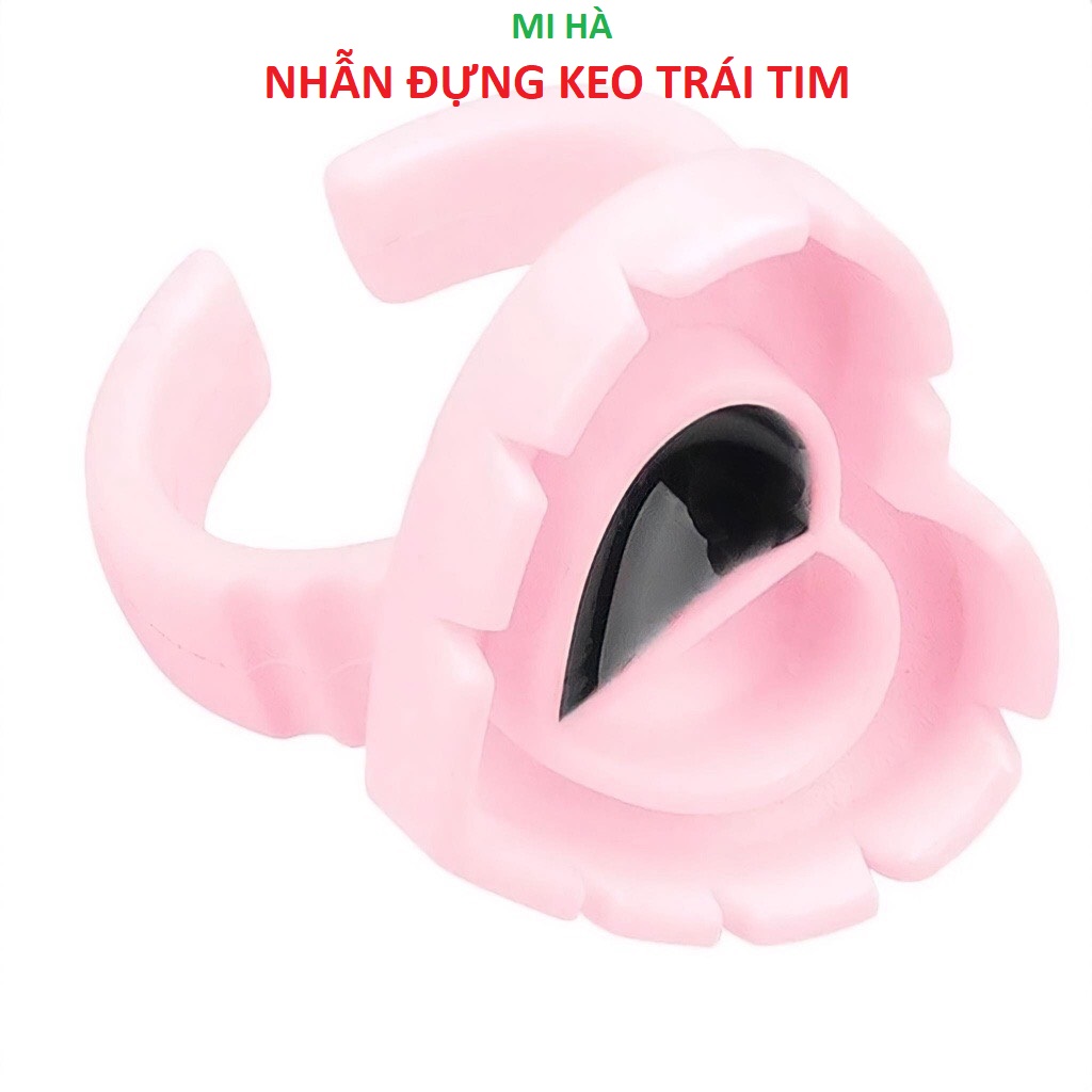 Nhẫn trái tim đựng keo nối mi _nhẫn 2 ngăn_nút tạo fan_nút đựng keo 2 ngăn_nhẫn đựng keo nối mi,nhẫn đỗ mực phun xăm_phụ liệu mi hà