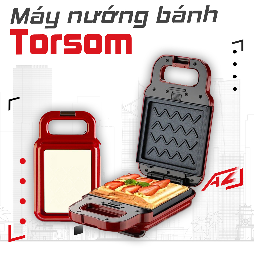 [Tặng kèm 4 khuôn] Máy nướng bánh đa năng TORSOM - Ép bánh mỳ - Làm bánh sanwich - 4 khuôn siêu độc đáo