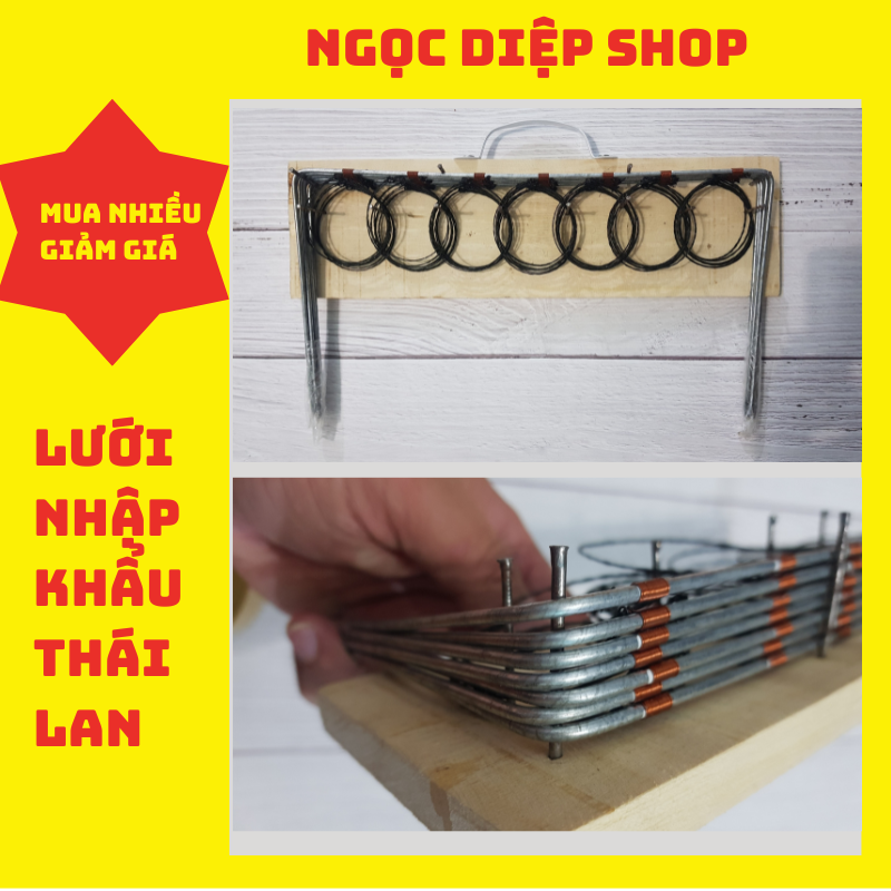 Thòng bẫy cút bộ 7 khung 7 vòng tổng 49 vòng cước nhật đan 4 , chân mài nhọn cắm mọi địa hình