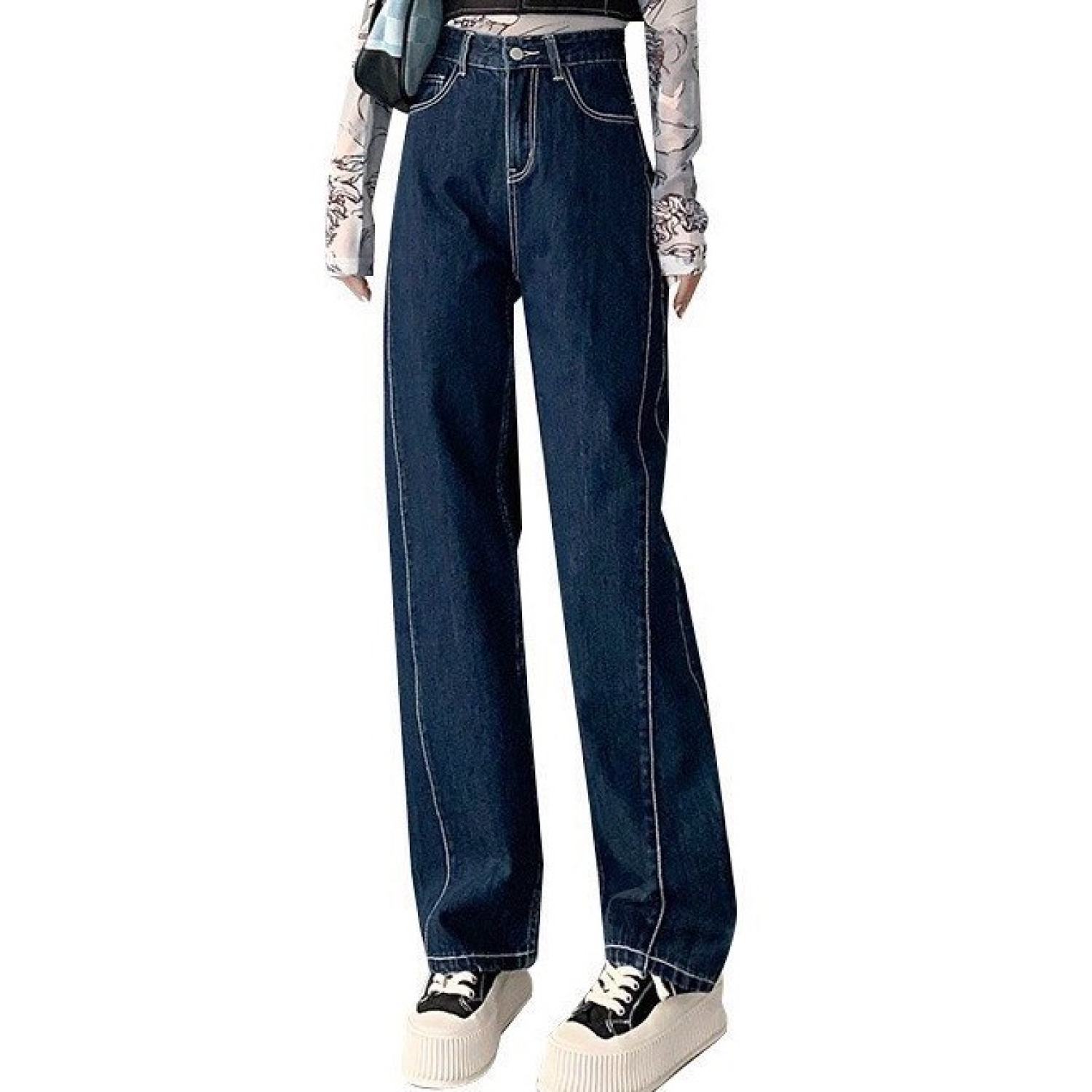 Quần Jean ống rộng Quần bò Nữ Dáng Suông chất Jeans Lưng Cao Ulzzang,dễ phối đồ