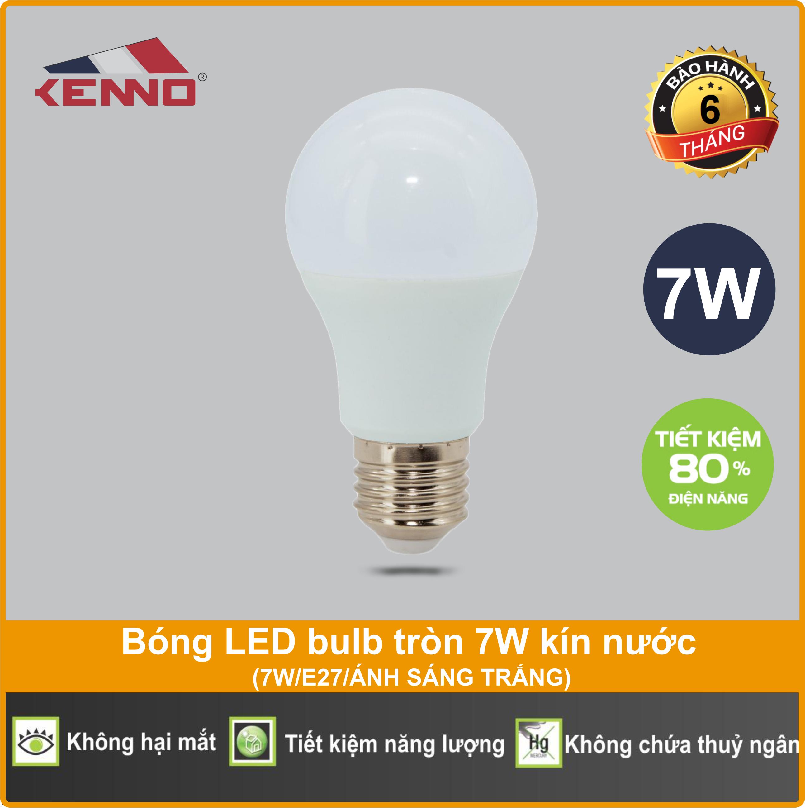 Bóng LED bulb tròn 7W kín nước ánh sáng trắng