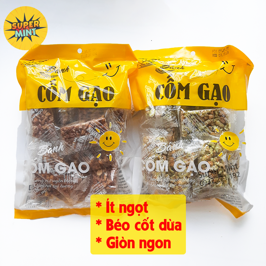 Bánh cốm gạo lứt - bánh cốm dứa giòn ngon - đồ ăn vặt-bánh kẹo ngon-Supermint