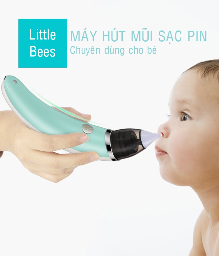 Máy hút mũi usa chính hãng - máy hút mũi trẻ em điện tử little bees - hút mũi trẻ sơ sinh tự động với đầu silicon siêu mềm, êm ái, an toàn