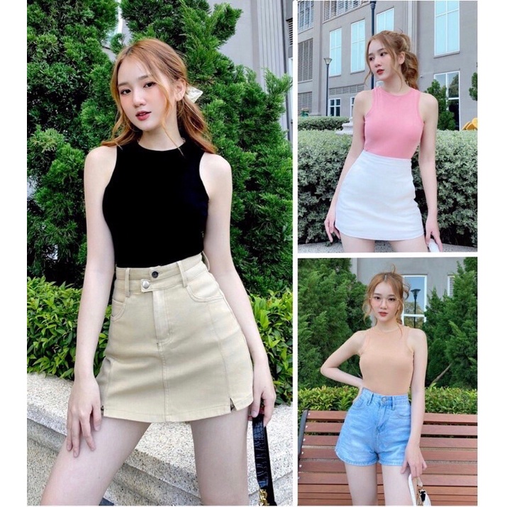 Áo kiểu thun croptop ba lỗ cho nữ cá tính