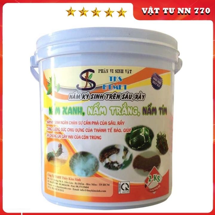 TKS - BTMET Nấm 3 màu - Xô 2 kg  KÝ SINH, Trừ Sâu Rầy Sinh Học,Rệp Sáp Gốc