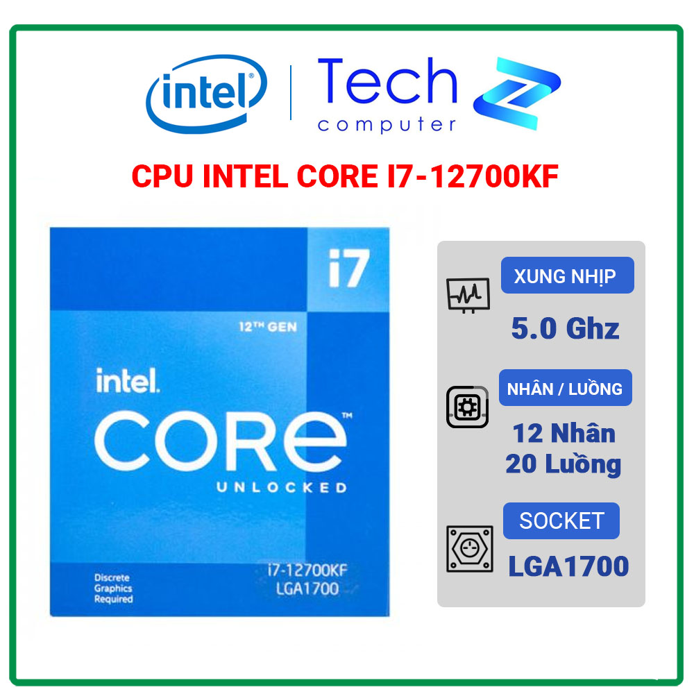 CPU Intel Core i7 12700KF Box New Bảo Hành 3 Năm