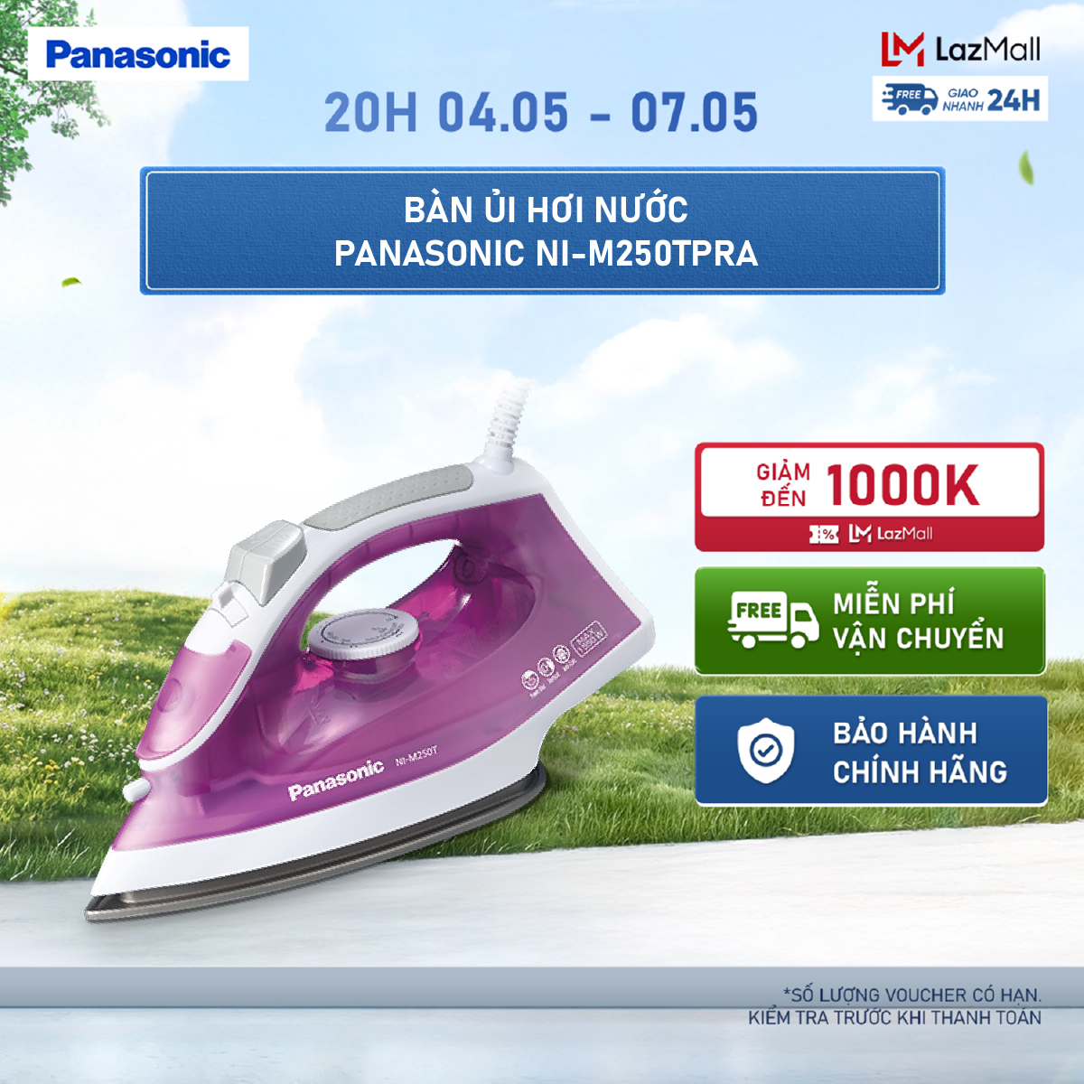 Bàn Ủi Hơi Nước Panasonic NI-M250TPRA - Phun hơi cực mạnh, mặt đế phủ Titan - Bảo hành chính hãng 12 tháng