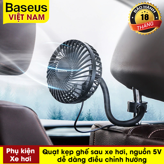 Quạt mini 3 chế độ Baseus Departure Vehicle Fan xoay 360 độ, có chân kẹp vào cửa gió điều hòa hoặc gắn ghế sau ô tô