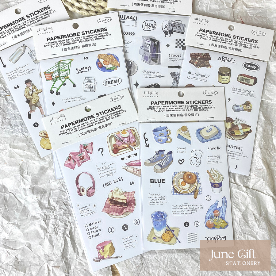 Set 2 tấm sticker Sweet food trang trí sổ, làm journal