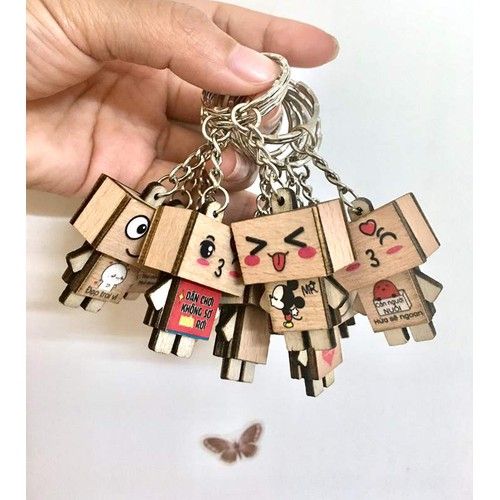 Sỉ 10 Móc khóa danbo Người gỗ cute treo chìa khóa, treo cặp, quà tặng cute