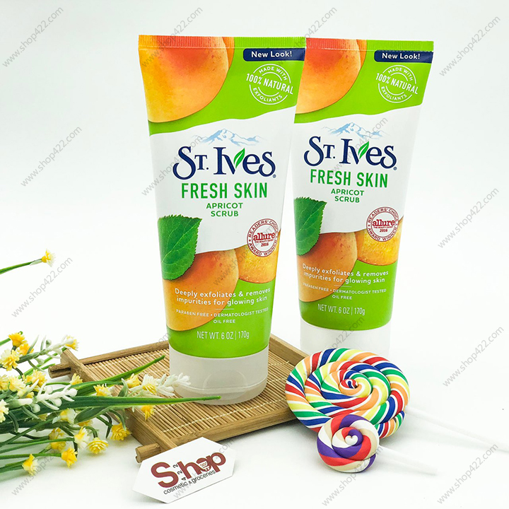 Sữa rửa mặt tẩy tế bào chết tươi mát St.Ives Mỹ chiết xuất Trái Mơ 170g