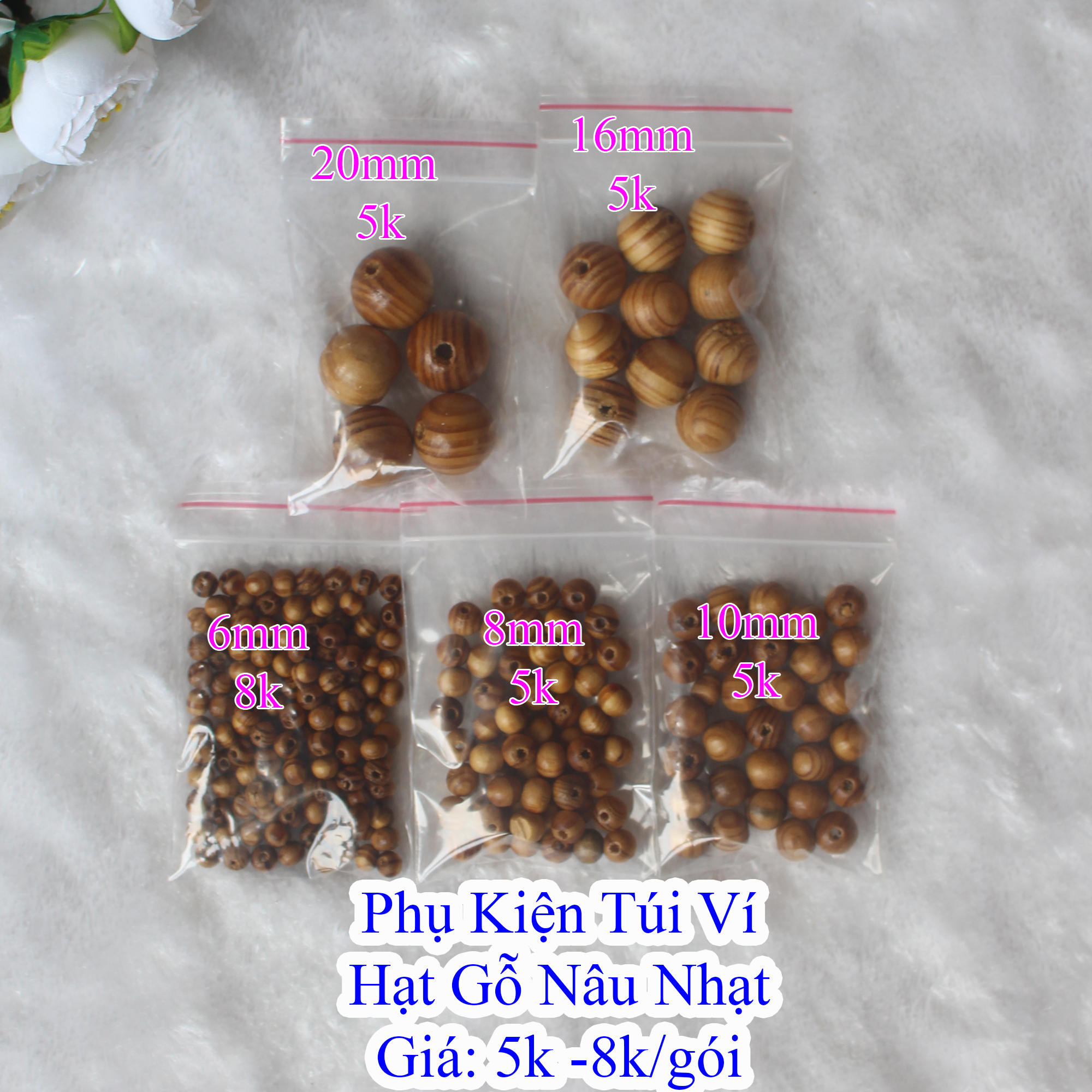 Hạt gỗ nâu nhạt làm đồ handmade