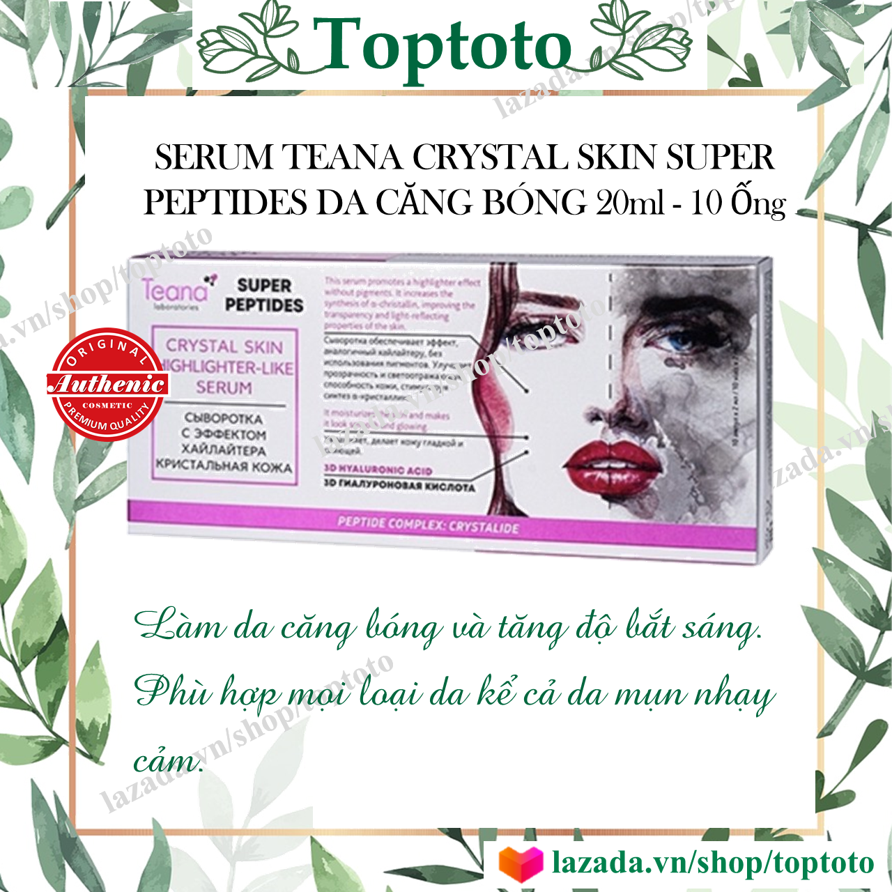 Serum teana crystal skin super peptides làm căng bóng da dưỡng ẩm
