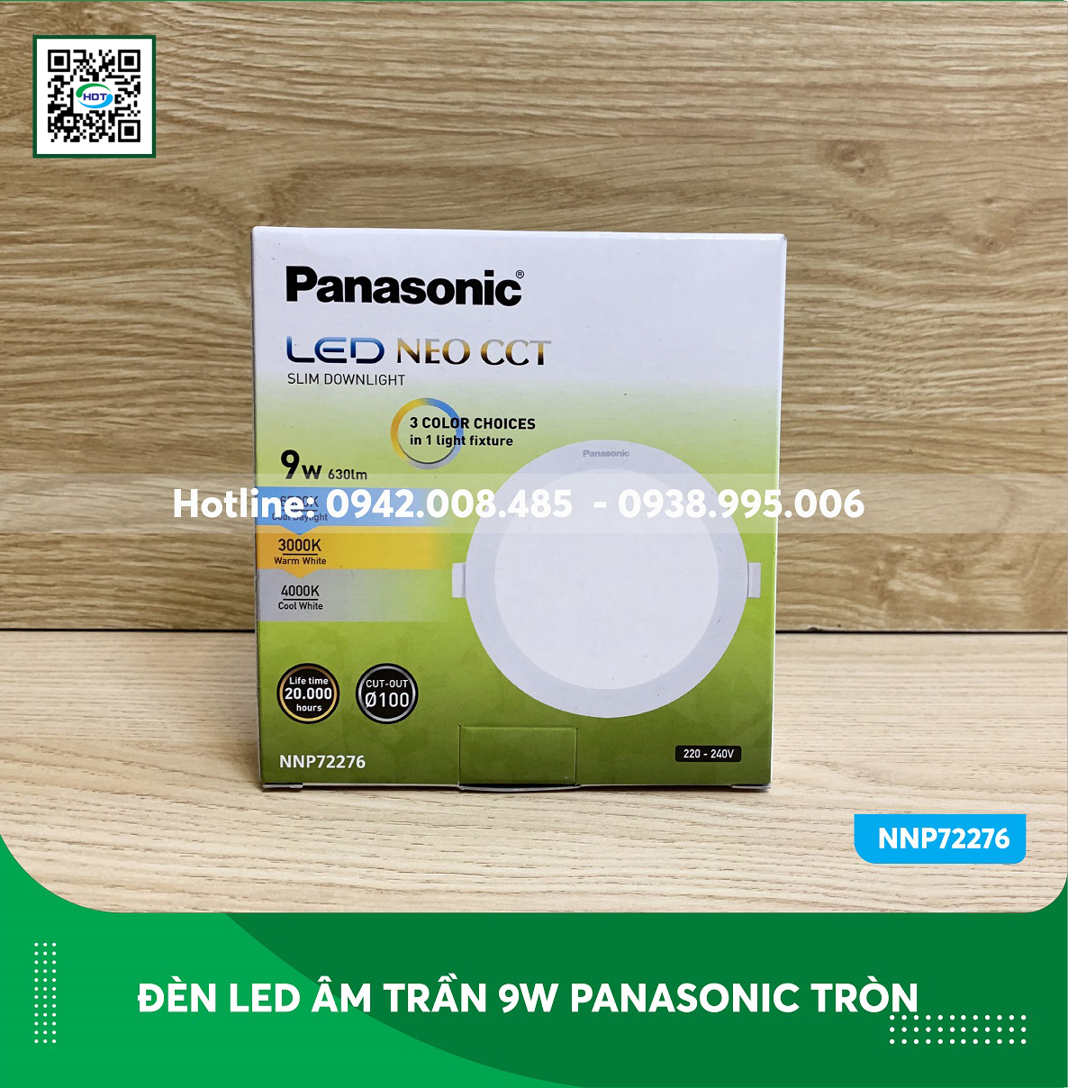 Đèn led âm trần panasonic 9w đổi màu 3 chế độ neo cct slim nnp72276