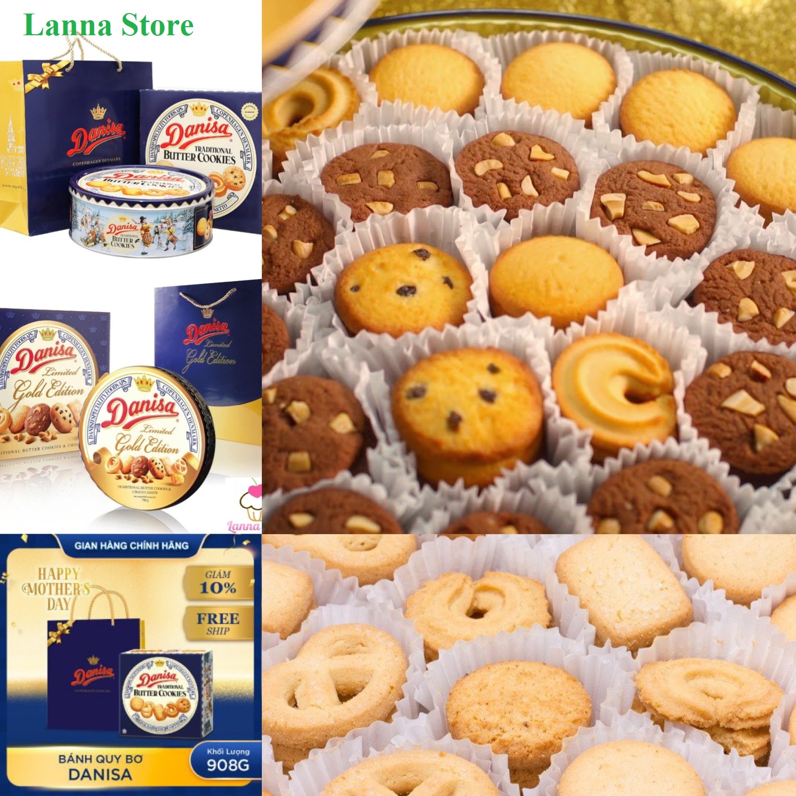 [QUÀ TẾT] Bánh Quy Danisa GOLD EDITION 792G & Danisa Butter Cookies  Hộp Thiếc 681G/ 908G + TÚI TẶNG