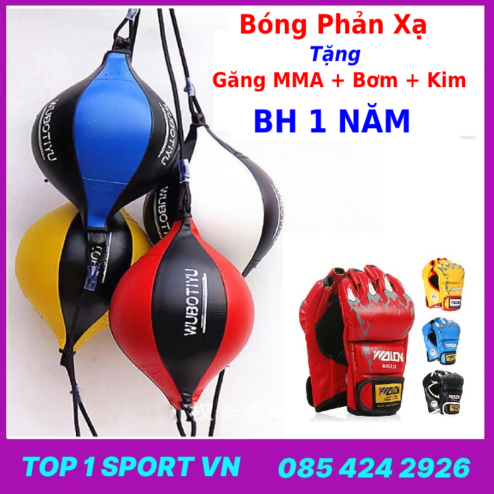 Combo Bóng Phản Xạ Tốc Độ + Găng Tay MMA Hở Ngón Wubotiyu Cao Cấp - Thiết Bị Tập Luyện Dành Cho Dân Chuyên Nghiệp