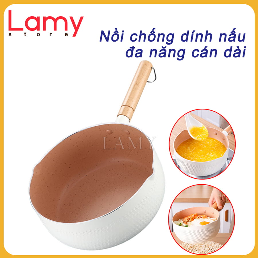 Chảo chống dính lòng sâu 18cm, chảo bếp từ sâu lòng, Quánh sâu lòng bếp từ, Nồi Nấu Bột Cho Bé Tiện Lợi