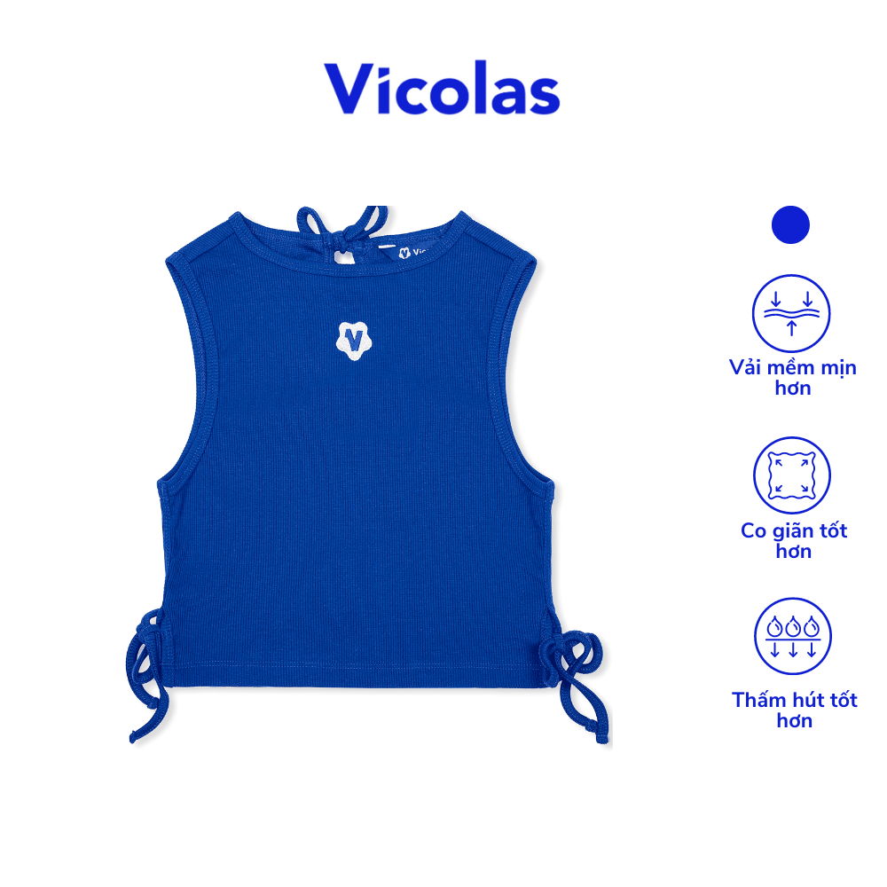 Áo gile croptop nữ cột nơ chất thun gân co giãn- vico7 ribbon gilet