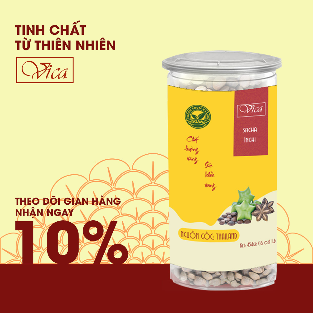 Hạt Sachi (Sacha Inchi) VICA 454g (1LB) đóng hũ nhựa cao cấp. Hạt Sachi (Thái Lan) hũ nhựa cao cấp, dùng làm quà tặng, quà tết, hạt dinh dưỡng