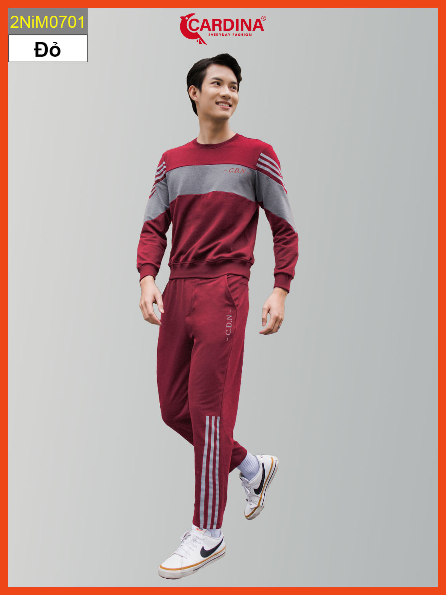 Đồ Bộ Nam 𝐂𝐀𝐑𝐃𝐈𝐍𝐀 Chất Nỉ Da Cá Cao cấp Kiểu Dáng Sọc Thể Thao Năng Động 2NiM07
