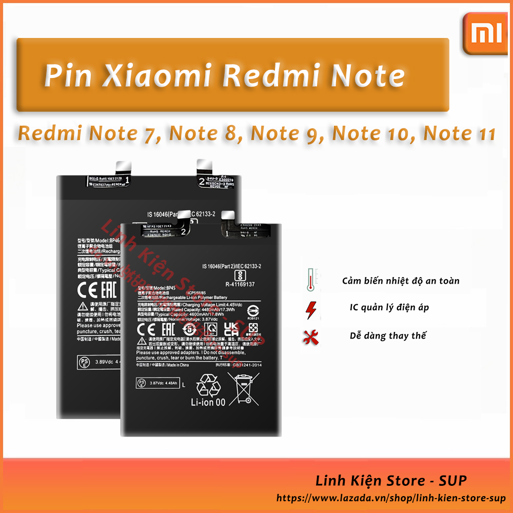 Pin xiaomi redmi note 7 / note 10 / note 11 / note 10 pro / note 11 pro .. thay thế, sửa chữa !