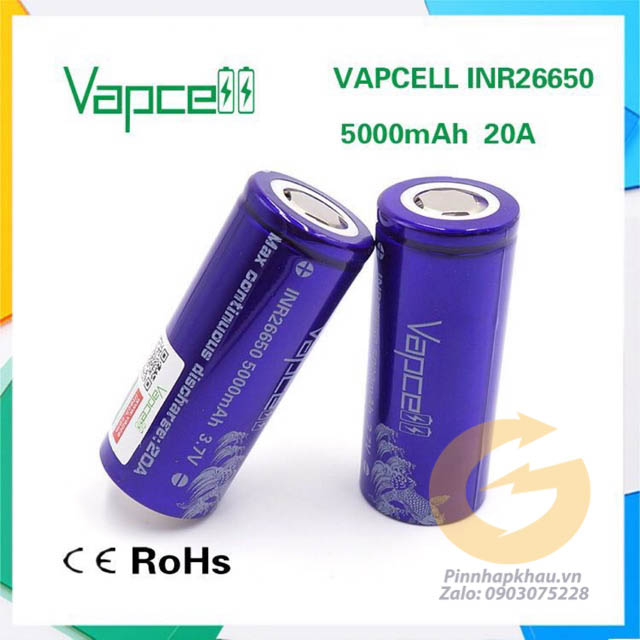 [P66] Pin sạc Lithium Li-ion 26650 Vapcell INR 5000mAh 20A