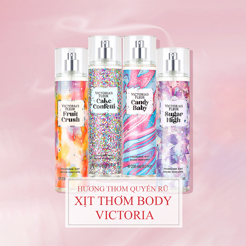 Xịt thơm toàn thân Body Mist Victoria'ss , xịt thơm body nữ lưu hương lâu phiên bản kẹo ngọt, nhẹ nhàng, nữ tính, thể tích 236 ml