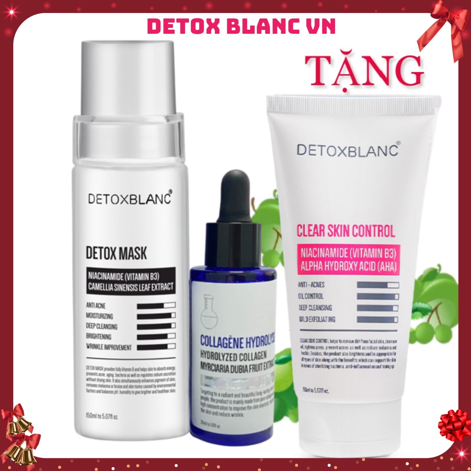 combo dưỡng trắng da detox blanc tặng sữa rửa mặt