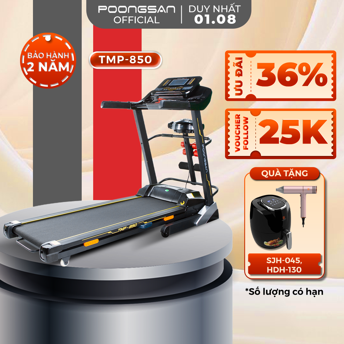 Máy Chạy Bộ Poongsan TMP-850 Đa Năng, Thiết Kế Nhỏ Gọn