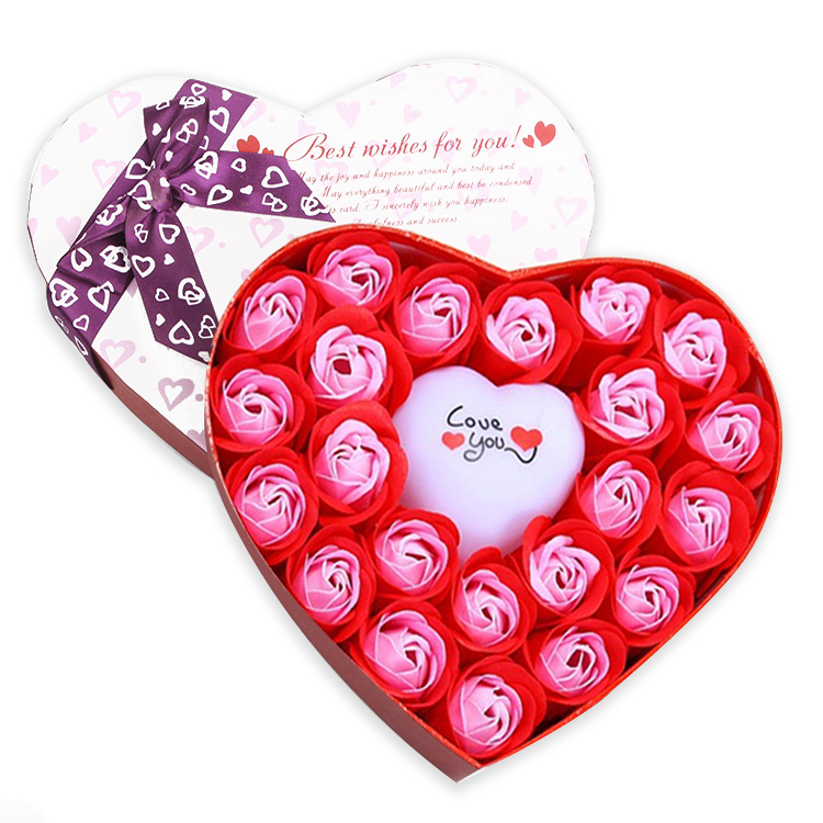 Quà 08/03 - Hộp quà trái tim hoa hồng sáp Love you phát sáng quà tặng sinh nhật, lễ kỉ niệm, lễ Quốc tế Phụ Nữ