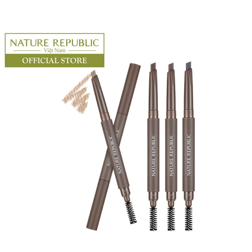 Chì kẻ mày dạng vặn đầu vát nature republic by flower auto eyebrow 0.3g
