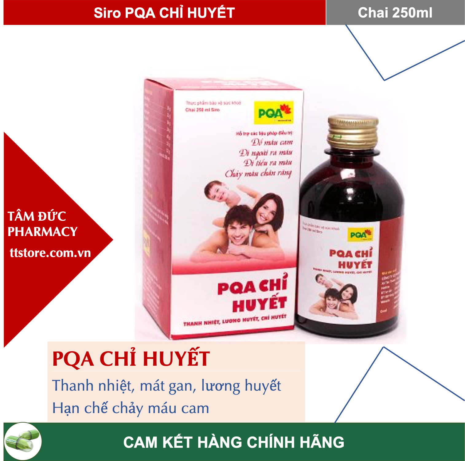 PQA CHỈ HUYẾT [Chai 250ml] - Dùng cho người chảy máu cam và bé từ 2 tuổi