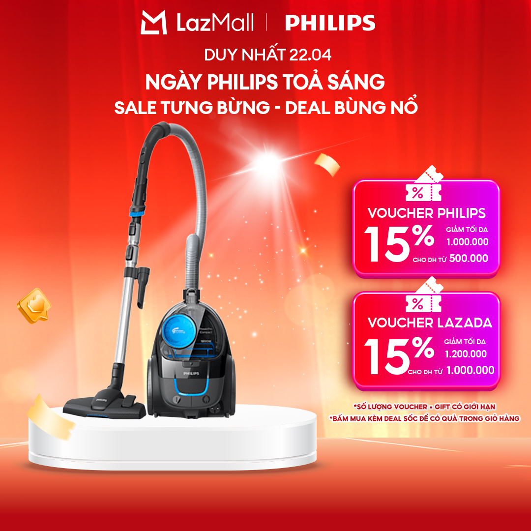 Máy Hút Bụi Philips FC9350/01 1800W -  Đầu Hút Multi Clean - Bộ Lọc Hepa 10 Có Thể Rửa - Hàng Phân Phối Chính Hãng