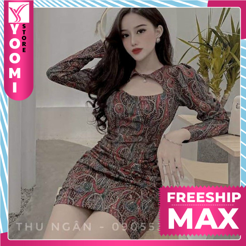 Đầm nữ body tay dài phong cách trẻ trung quyến rũ thời trang Yoomi