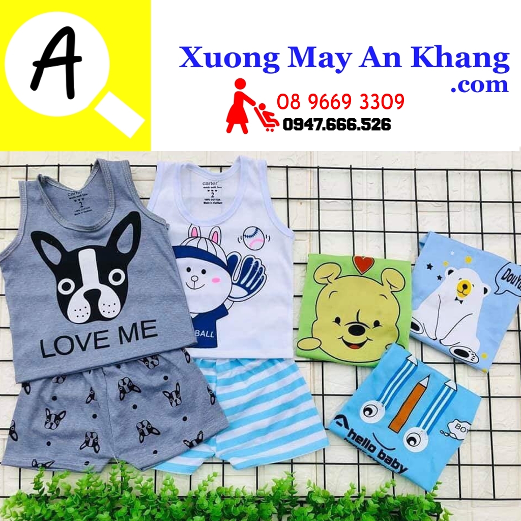 [Set 5 bộ] Đồ bộ bé trai bé gái [3-13kg] 100% cotton thoáng mát